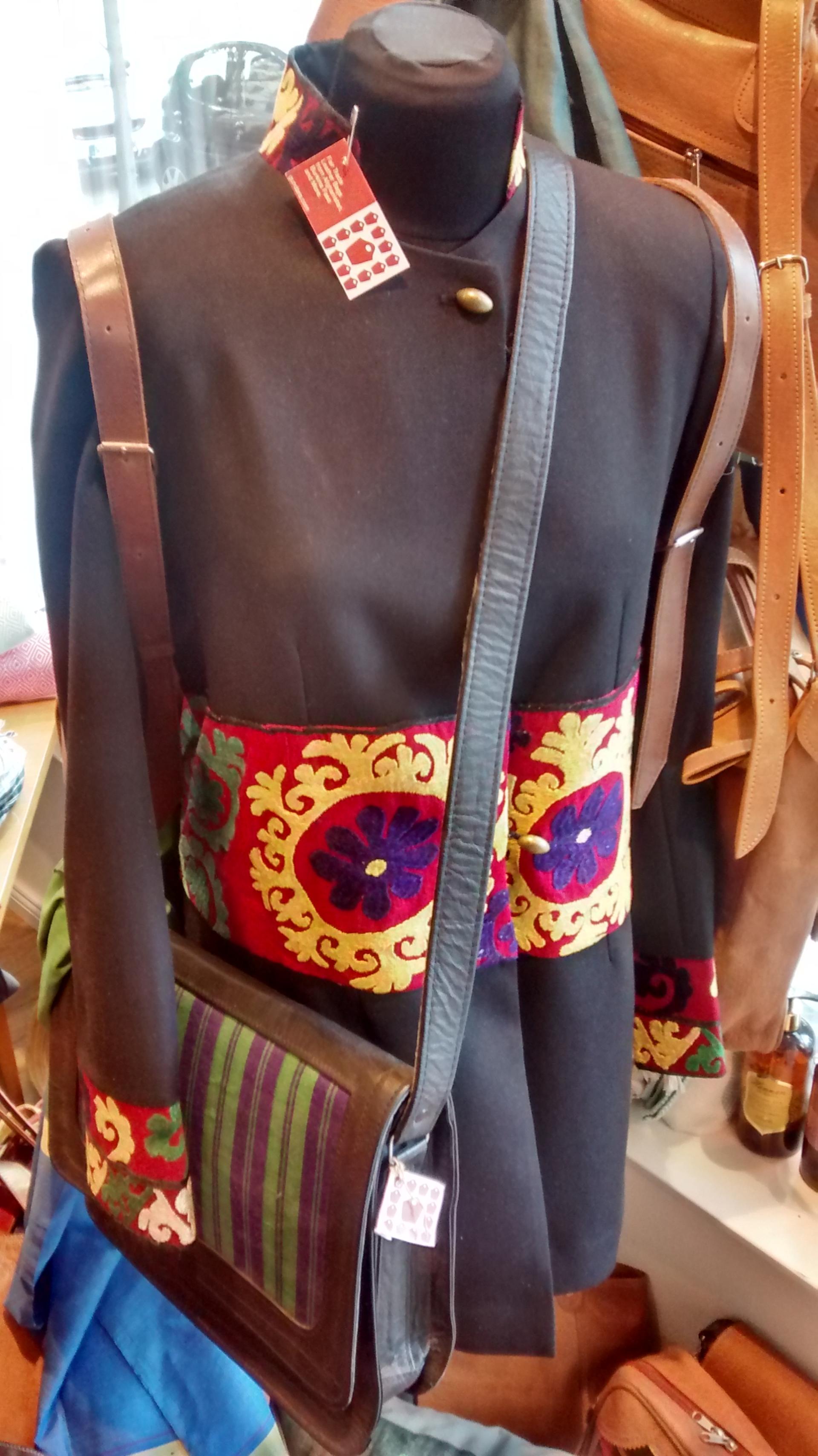 Gundara Design - chic black jacket - with handmade Afghan gul embroidery
