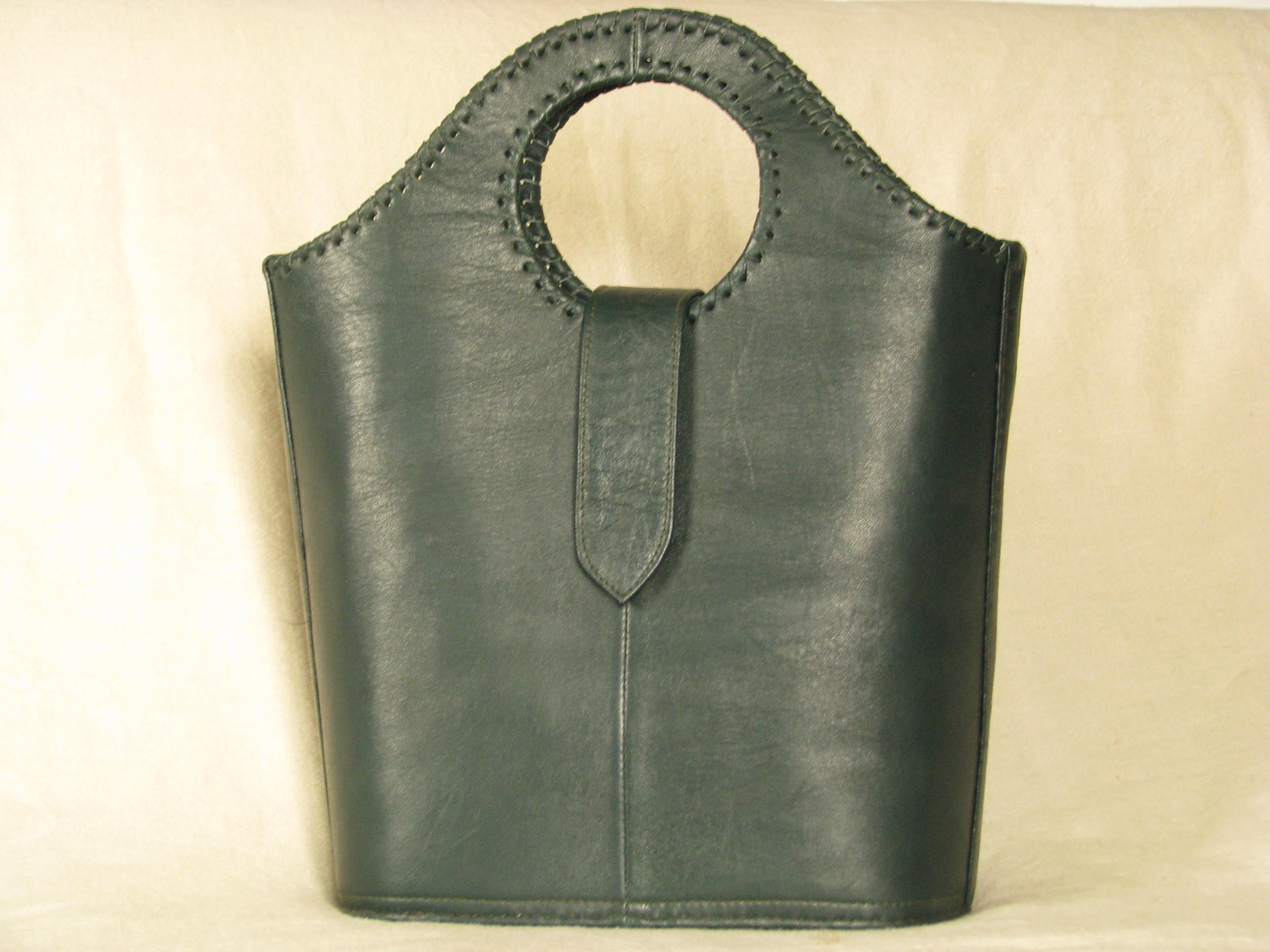 Gundara - Real Leather Shopper - dark-green - genuine leather - from Afghanistan - fair trade 