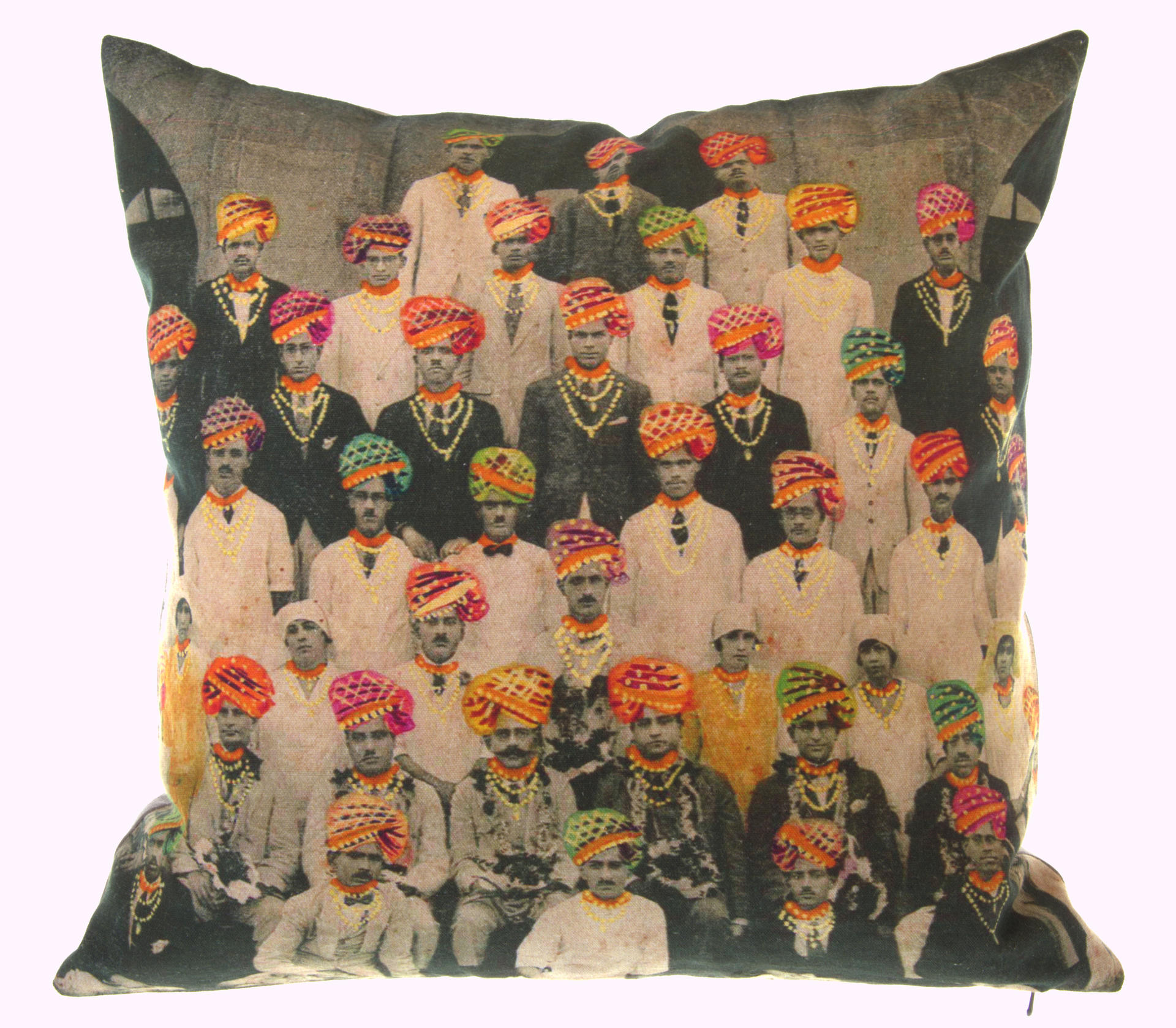 Neeru Kumar cushion cover with colourful turbans