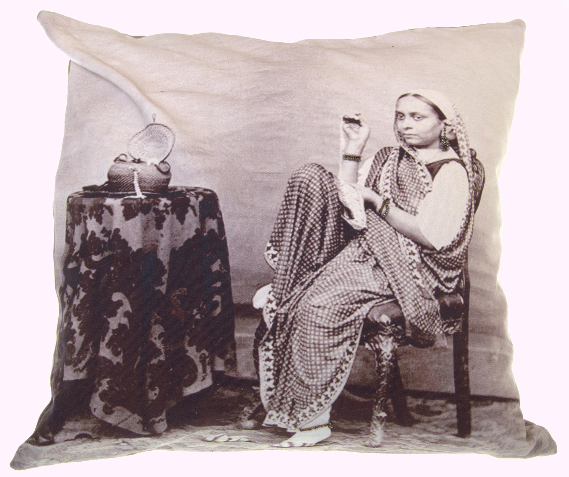 Neeru Kumar cushion cover with sitting woman and beads