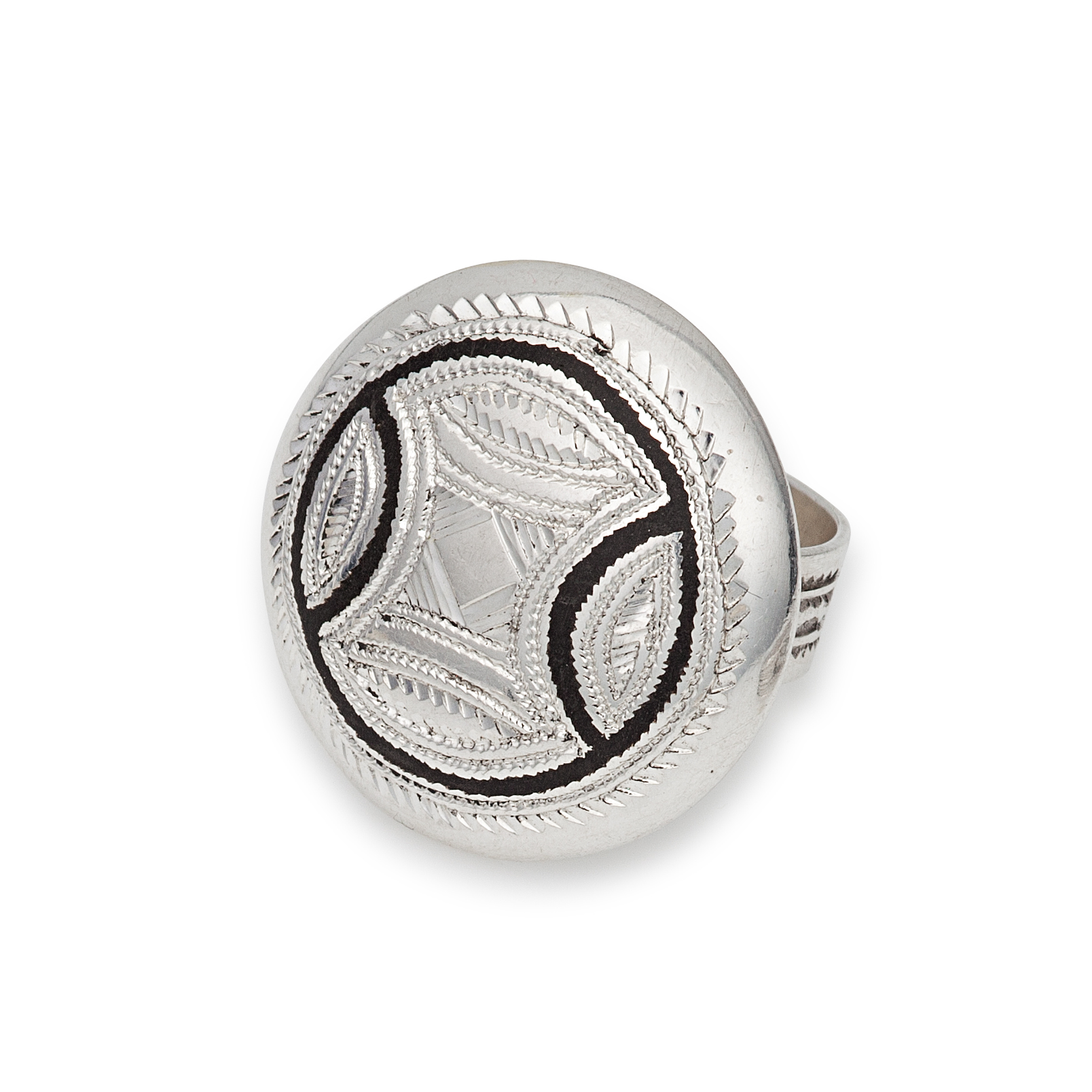 silver and ebony ring