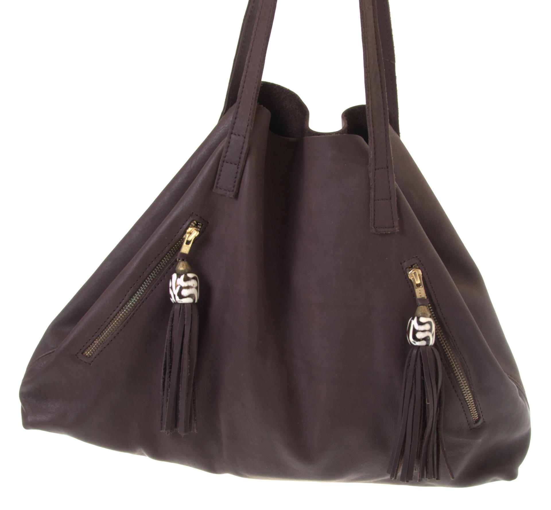 Nicola Zip Bag - Fine Cow Leather Bag from Zambia | Gundara