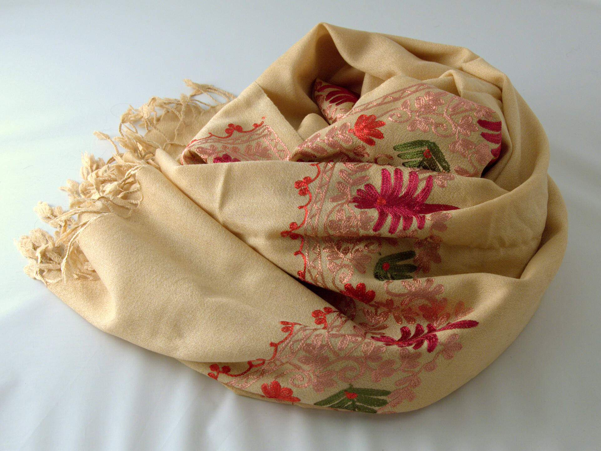 Beautiful Woolen Scarf for Women with Flower Embroidery - Fair Trade ...