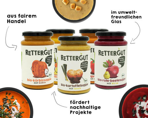 Organic soup  - fair trade - Rettergut - saved vegetables