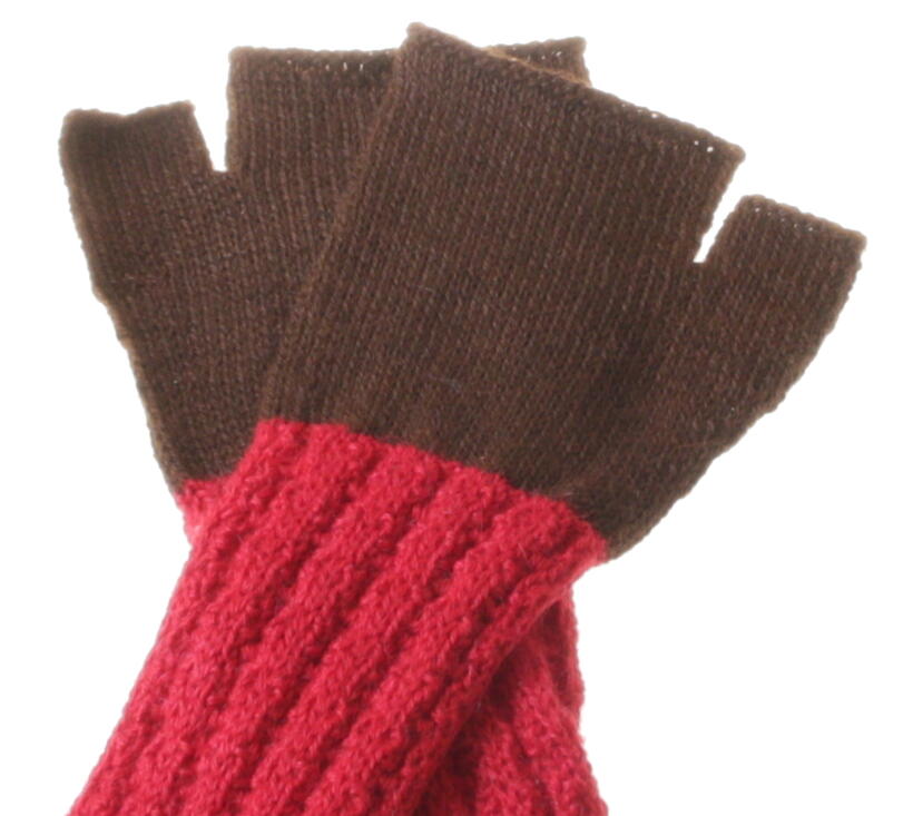 baby alpaca arm warmers in red and brown