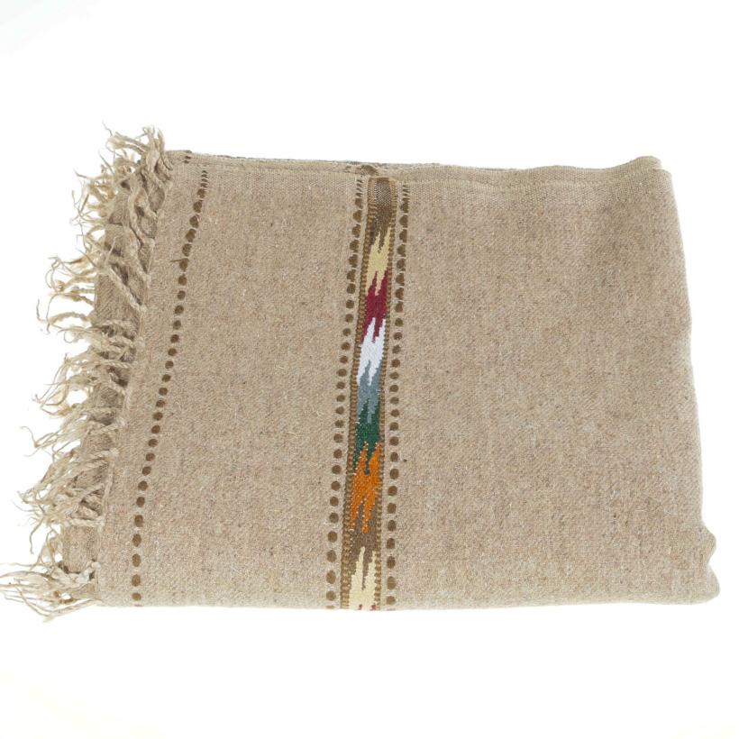 Beige colour handwoven woolen plaid from Swat