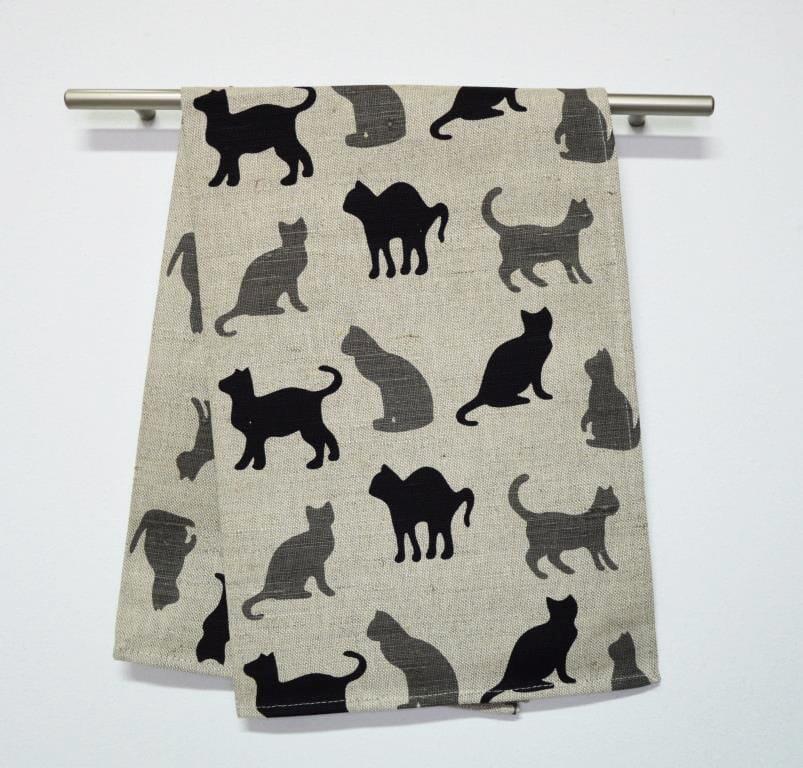 cats shadows linen cotton towel
