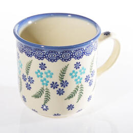 blue flowers and green leaves 25cl coffee cup