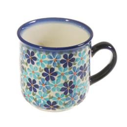 small coffee cup with blue flowers