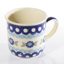 coffee cup from Boleslawiec with cobalt blue flowers