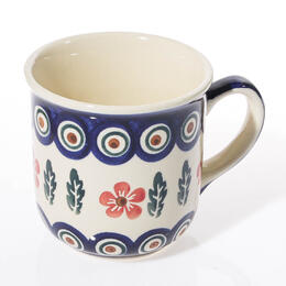 peacock and red flowers pattern 25cl cup from Boleslawiec