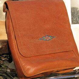Gundara leather bag with an embroidery - shoulder bag - real leather
