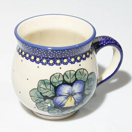 big blue flower belly mug