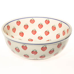 strawberry pattern salad bowl from Boleslawiec, Poland