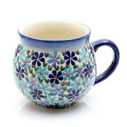 looking awesome blue flowers pattern belly cup