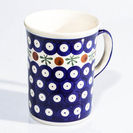 cobalt blue and red dot cup