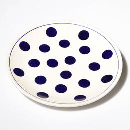 dessert plate with blue dots