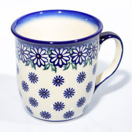 white ceramic cup with cobalt blue flowers 33cl