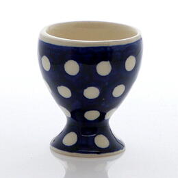 Cobalt blue eggcup with white dots