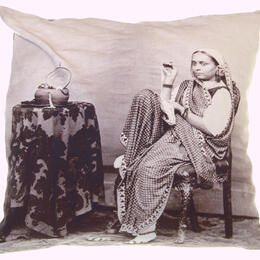 Neeru Kumar cushion cover with sitting woman and beads