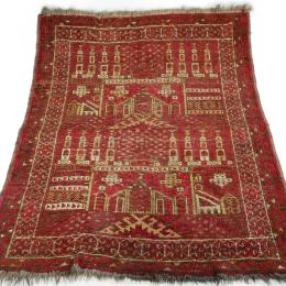 red and yellow turkmen prayer rug