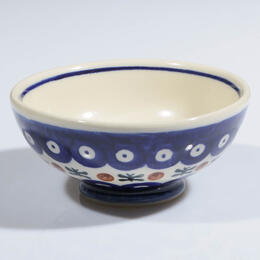 cobalt blue and red dots Japanese bowl