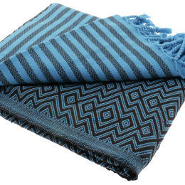 turquoise and black hammam towel