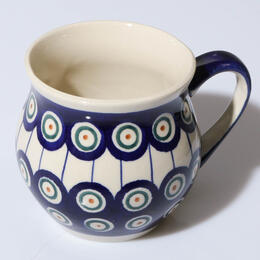 belly cup with classical Boleslawiec peacock pattern 20cl