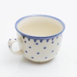 white cup with blue stars - Boleslawiec