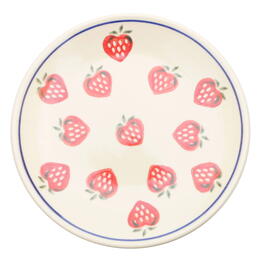 17cm dessert plate with a straberry pattern hand painted in Poland, Boleslawiec