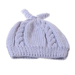 baby alpaca beanie with 2 antennas - Light blue