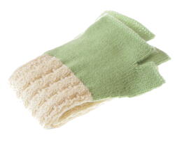 baby alpaca arm warmers in cream and green