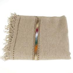 Beige colour handwoven woolen plaid from Swat