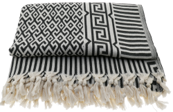 black white cotton plaid with greek patterns