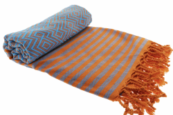 turquoise and orange cotton towel