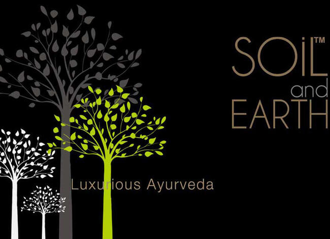 luxurious ayurveda products with soil and earth